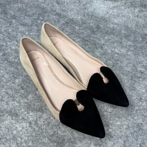 AERIN Ives Flats Shoes Womens Size 8.5 Beige Black Gold Pointed Toe Ballet Class